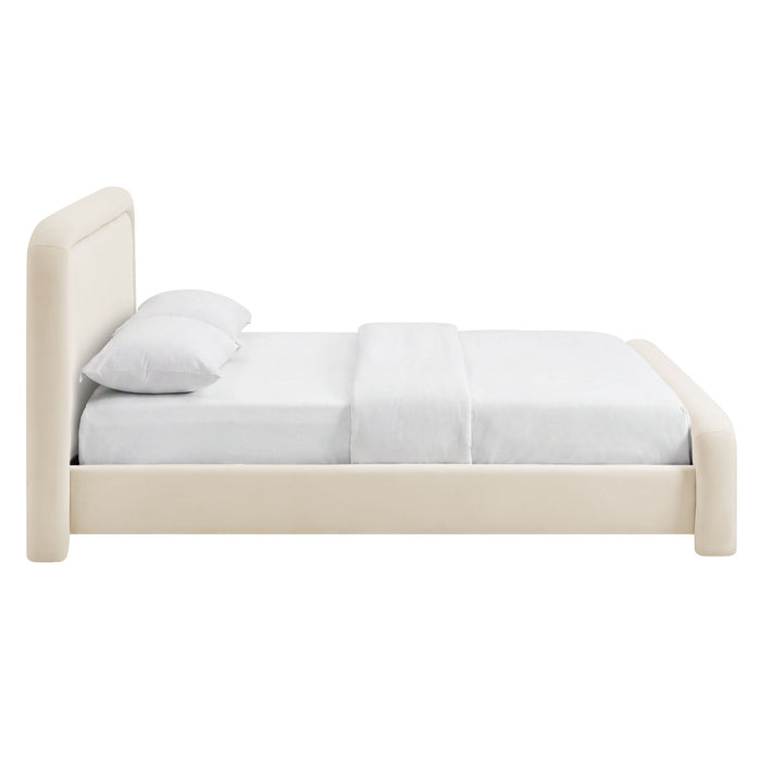 Modway Beck King Performance Velvet Platform Bed in Alabaster - side view
