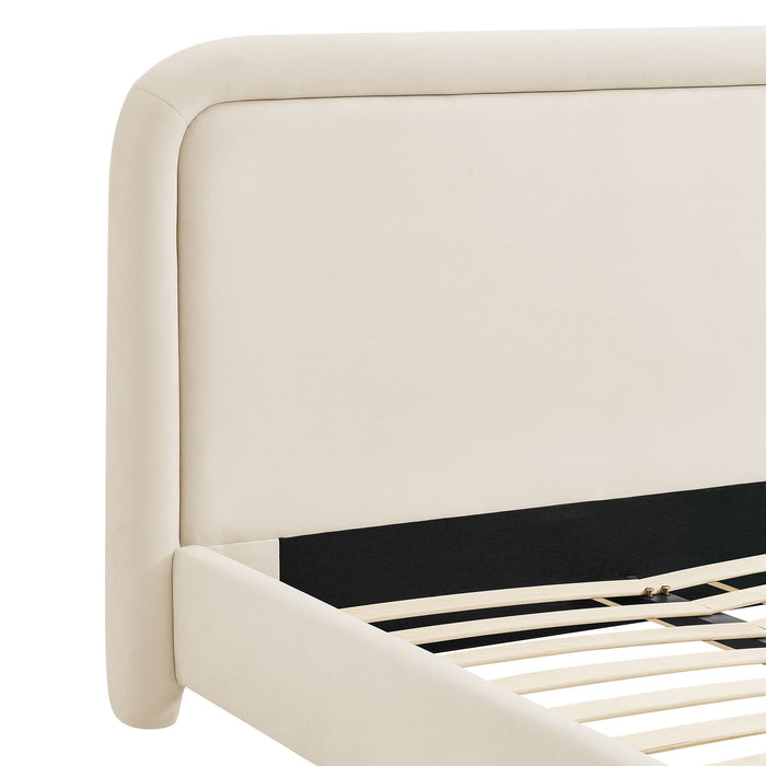 Modway Beck King Performance Velvet Platform Bed in Alabaster - lifestyle view