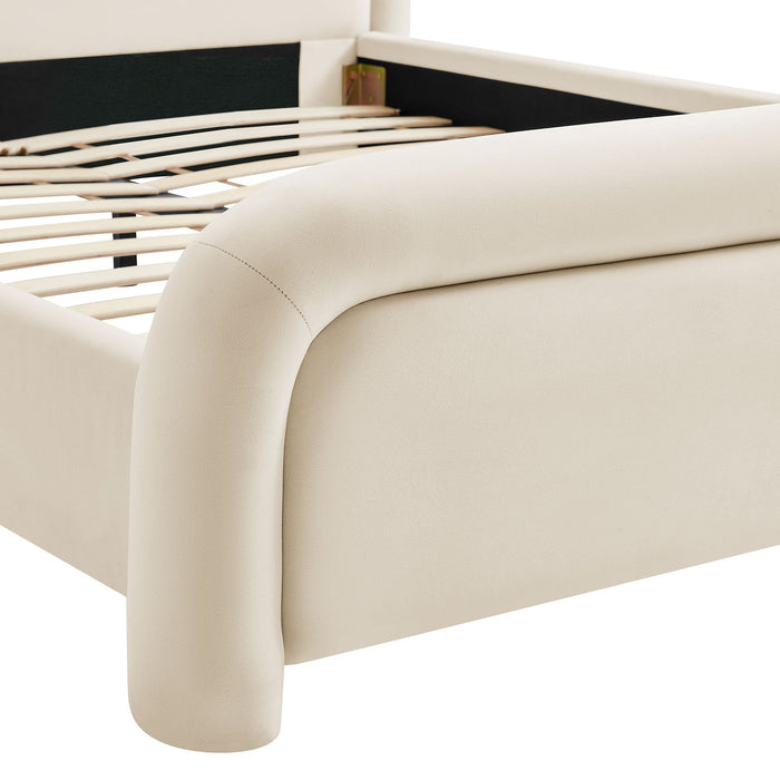 Modway Beck King Performance Velvet Platform Bed in Alabaster - lifestyle view 22