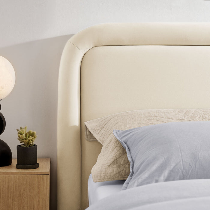 Modway Beck King Performance Velvet Platform Bed in Alabaster - lifestyle view 26