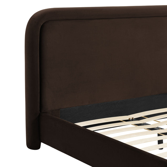 Modway Beck King Performance Velvet Platform Bed in Chocolate Brown - lifestyle view