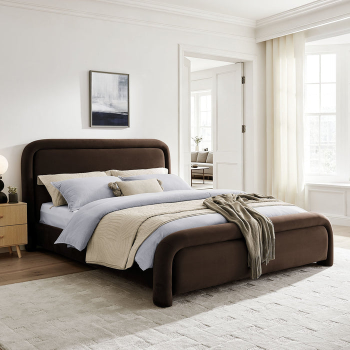 Modway Beck King Performance Velvet Platform Bed in Chocolate Brown - lifestyle view 29