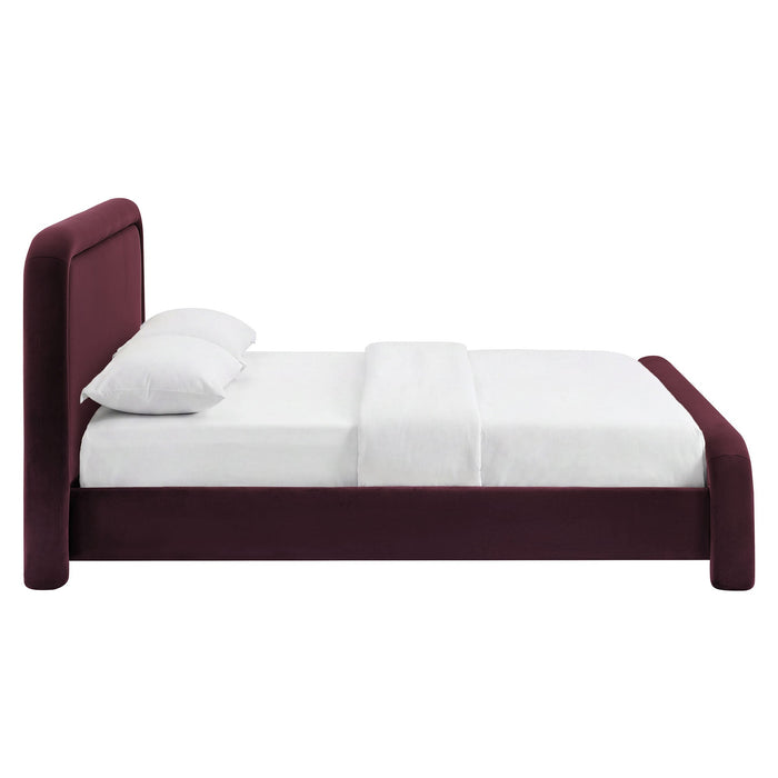 Modway Beck King Performance Velvet Platform Bed in Mulberry - side view
