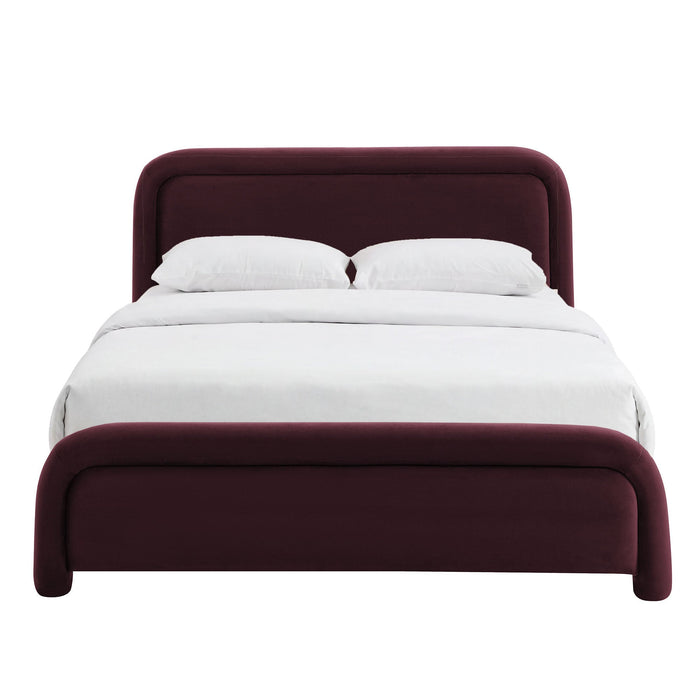 Modway Beck King Performance Velvet Platform Bed in Mulberry - detail view