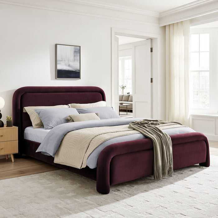 Modway Beck King Performance Velvet Platform Bed in Mulberry - lifestyle view 31