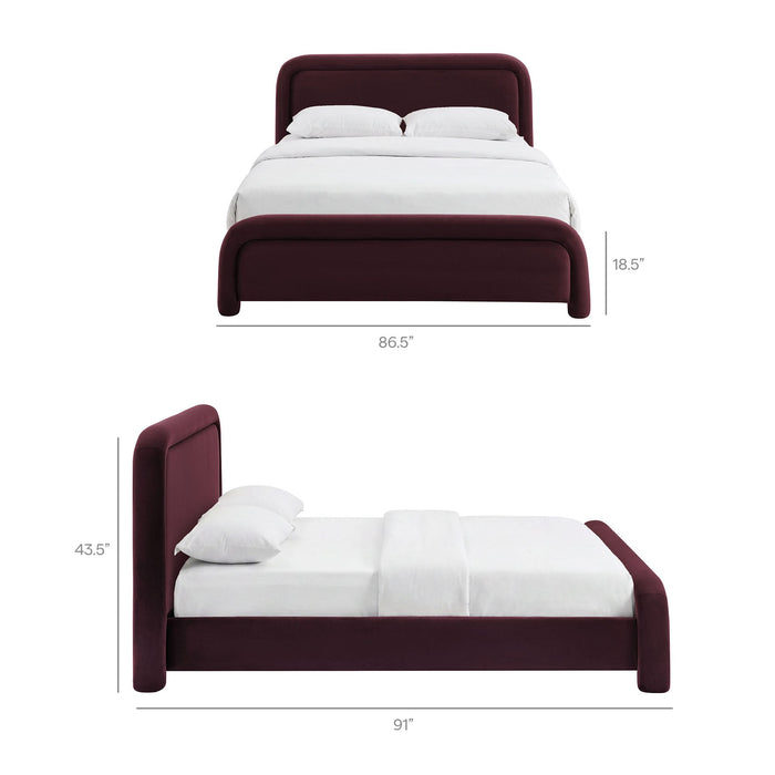 Modway Beck King Performance Velvet Platform Bed in Mulberry - dimensions and specifications 38
