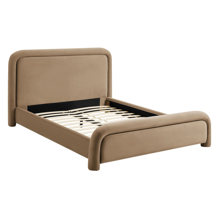 Modway Beck King Performance Velvet Platform Bed in Taupe - front view