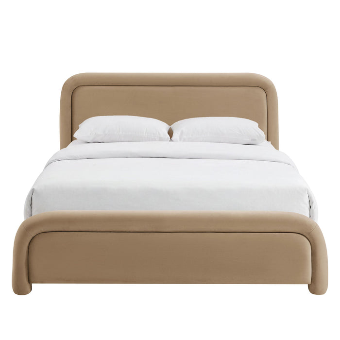 Modway Beck King Performance Velvet Platform Bed in Taupe - detail view