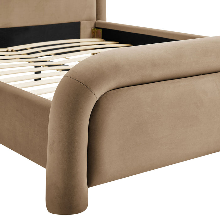 Modway Beck King Performance Velvet Platform Bed in Taupe - lifestyle view 24