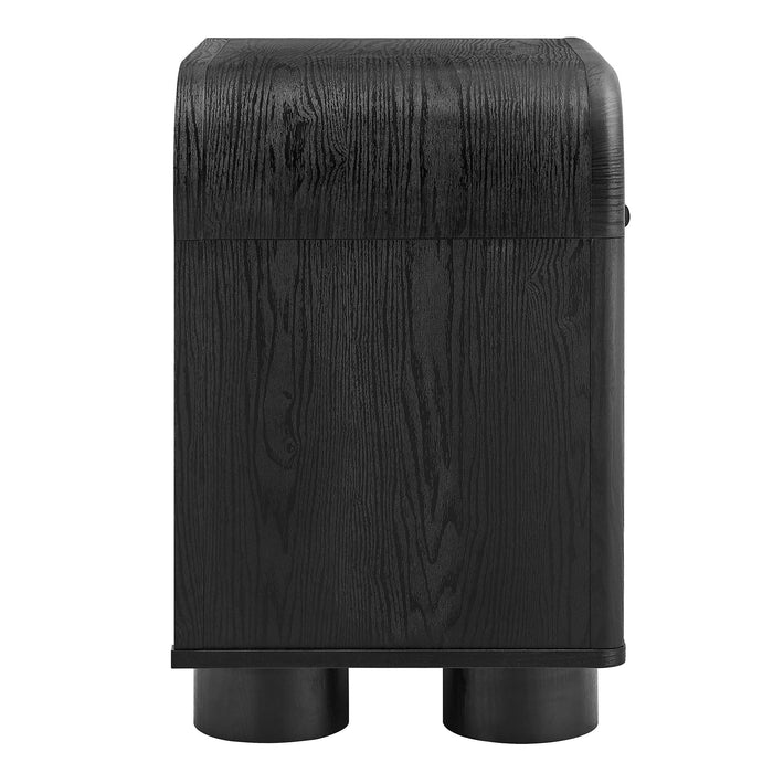 Modway Bellamy Curved 1-Drawer Nightstand in Black Oak - angled view