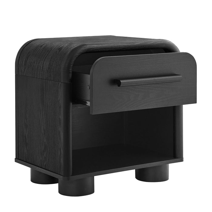 Modway Bellamy Curved 1-Drawer Nightstand in Black Oak - detail view
