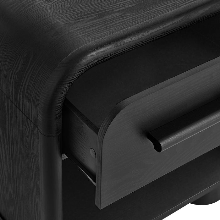 Modway Bellamy Curved 1-Drawer Nightstand in Black Oak - lifestyle view