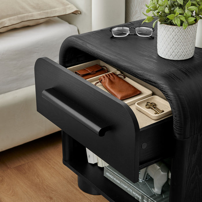 Modway Bellamy Curved 1-Drawer Nightstand in Black Oak - lifestyle view 17