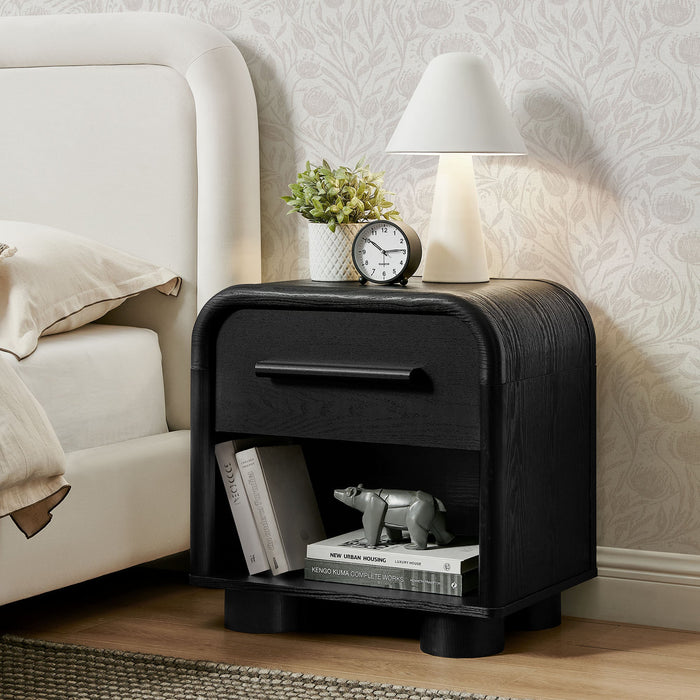 Modway Bellamy Curved 1-Drawer Nightstand in Black Oak - lifestyle view 20