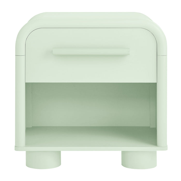 Modway Bellamy Curved 1-Drawer Nightstand in Sage - side view
