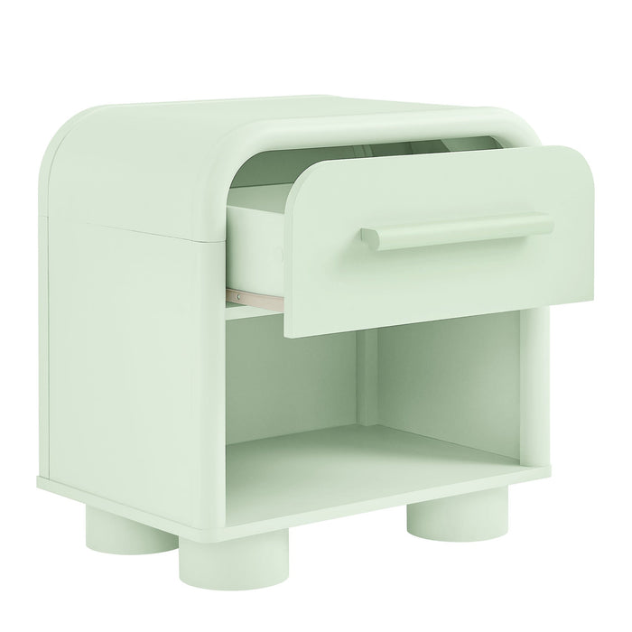 Modway Bellamy Curved 1-Drawer Nightstand in Sage - detail view