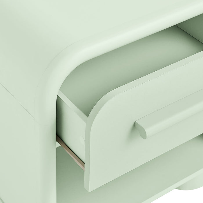 Modway Bellamy Curved 1-Drawer Nightstand in Sage - lifestyle view