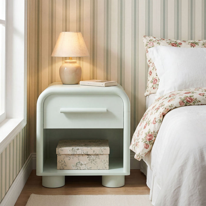 Modway Bellamy Curved 1-Drawer Nightstand in Sage - lifestyle view 24