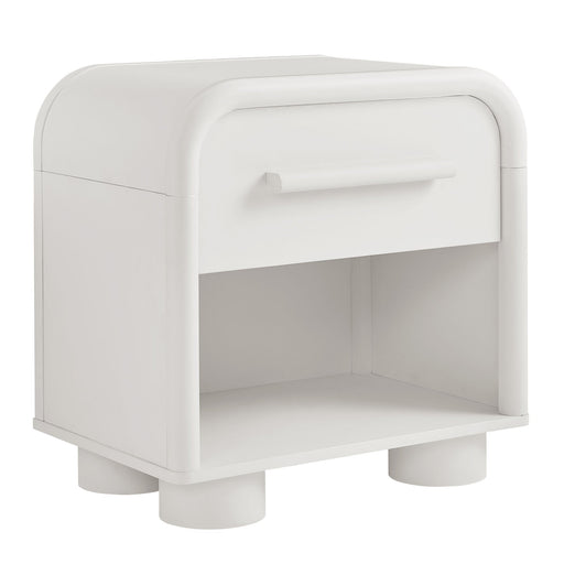 Modway Bellamy Curved 1-Drawer Nightstand in White Matte - front view