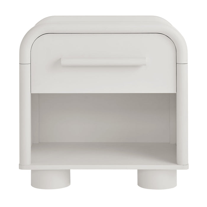 Modway Bellamy Curved 1-Drawer Nightstand in White Matte - side view