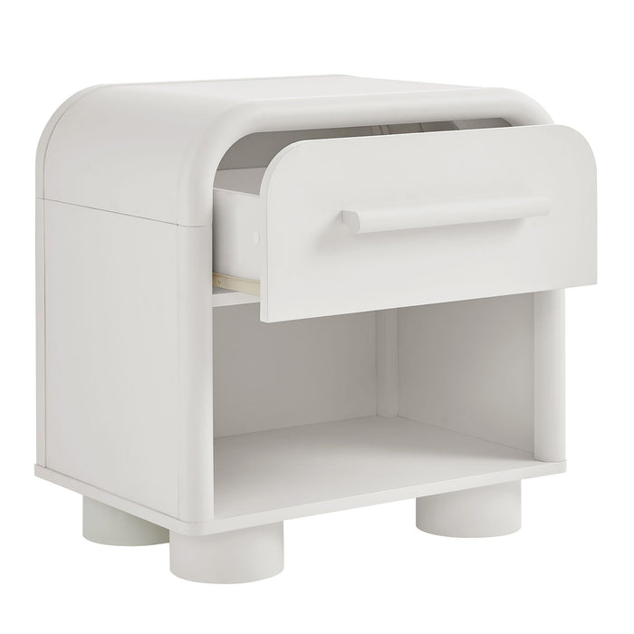Modway Bellamy Curved 1-Drawer Nightstand in White Matte - detail view