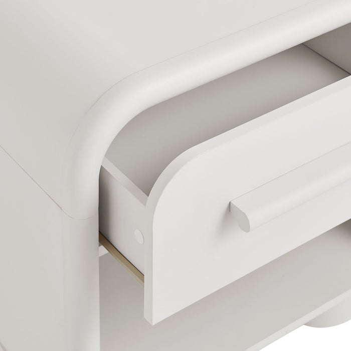 Modway Bellamy Curved 1-Drawer Nightstand in White Matte - lifestyle view