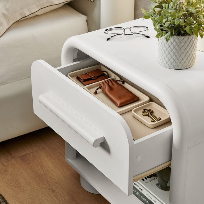 Modway Bellamy Curved 1-Drawer Nightstand in White Matte - lifestyle view 16