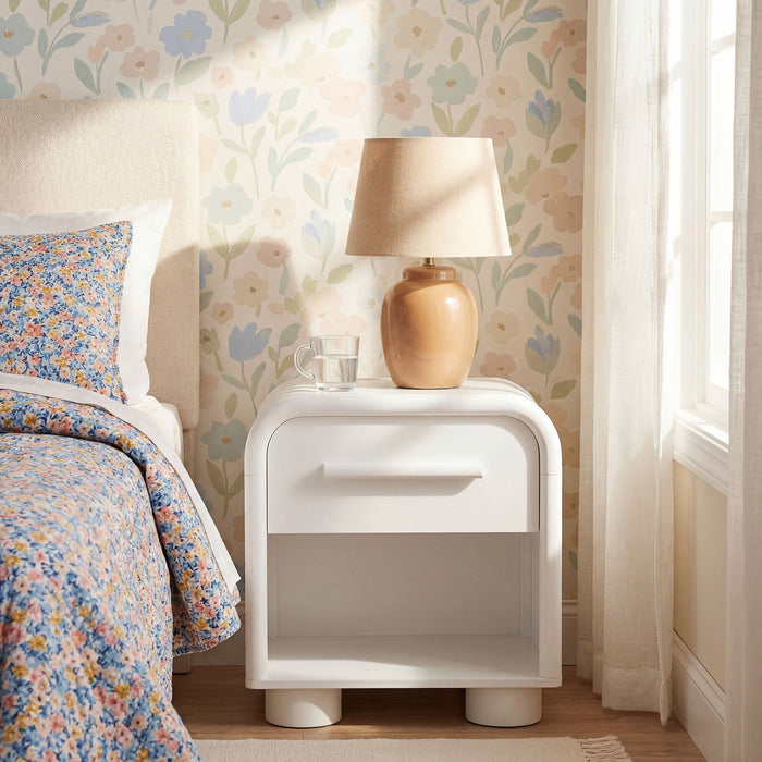 Modway Bellamy Curved 1-Drawer Nightstand in White Matte - lifestyle view 22