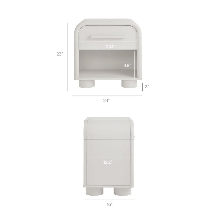 Modway Bellamy Curved 1-Drawer Nightstand in White Matte - dimensions and specifications 26