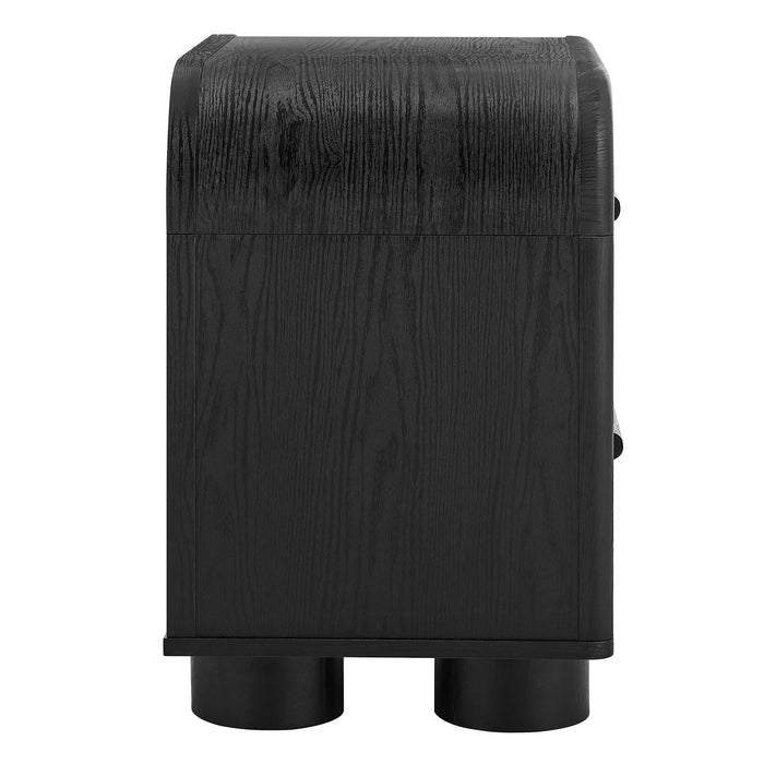Modway Bellamy Curved 2-Drawer Nightstand in Black Oak - angled view