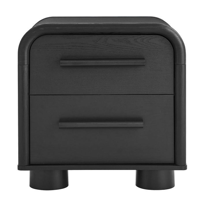 Modway Bellamy Curved 2-Drawer Nightstand in Black Oak - side view