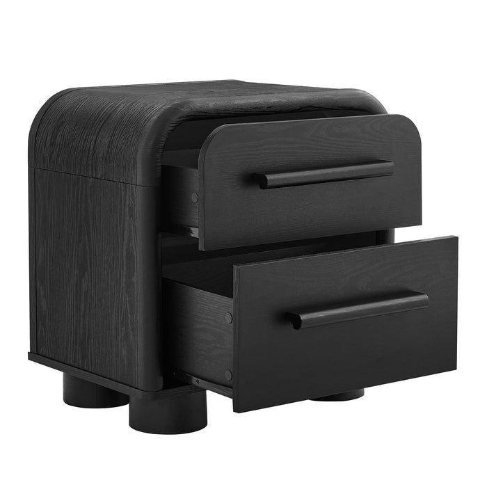 Modway Bellamy Curved 2-Drawer Nightstand in Black Oak - detail view