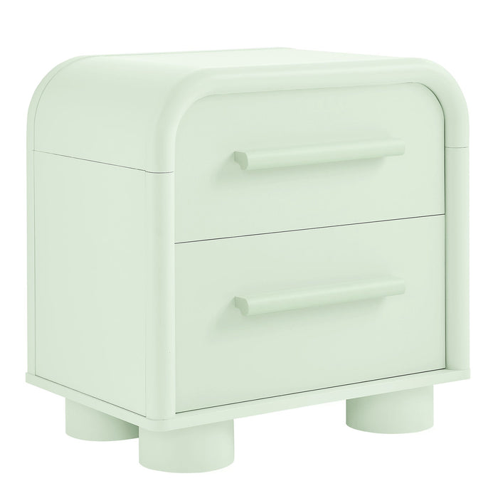 Modway Bellamy Curved 2-Drawer Nightstand in Sage - front view
