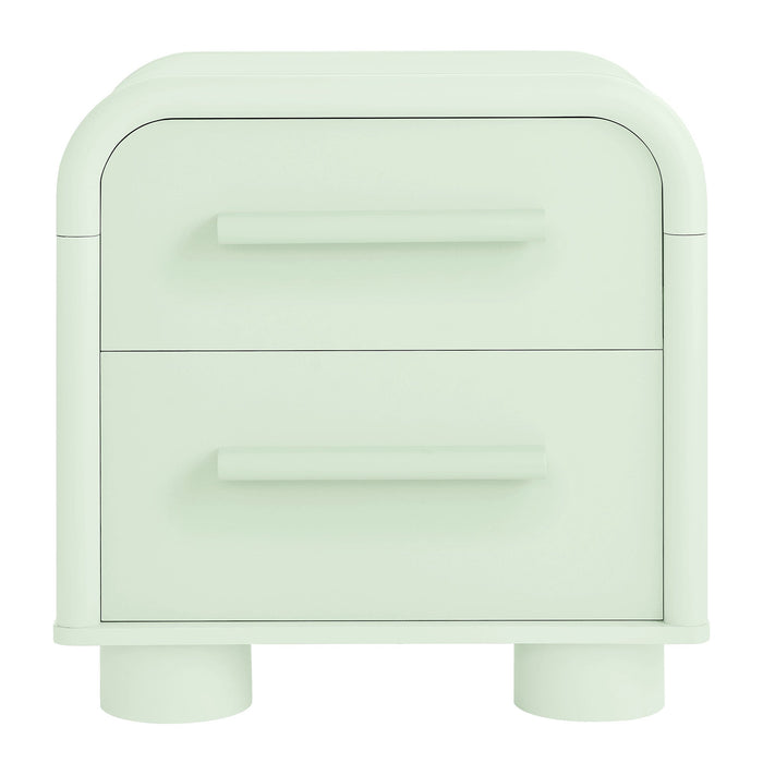 Modway Bellamy Curved 2-Drawer Nightstand in Sage - side view