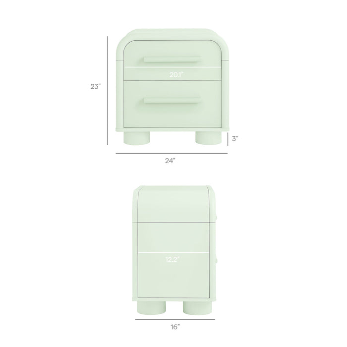 Modway Bellamy Curved 2-Drawer Nightstand in Sage - dimensions and specifications 28