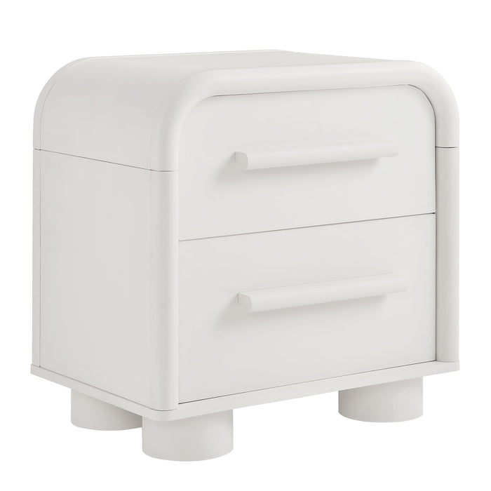 Modway Bellamy Curved 2-Drawer Nightstand in White Matte - front view