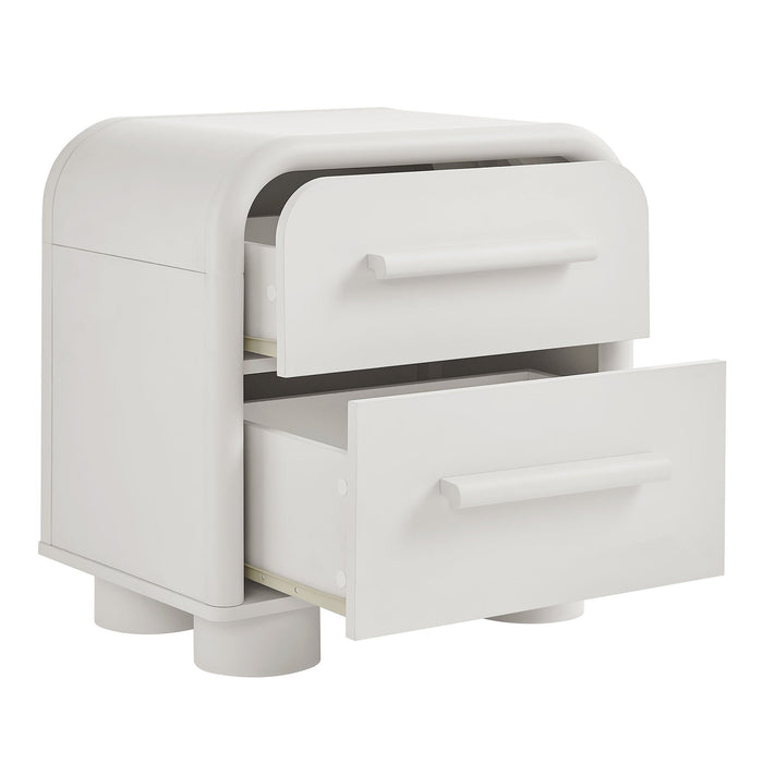 Modway Bellamy Curved 2-Drawer Nightstand in White Matte - detail view