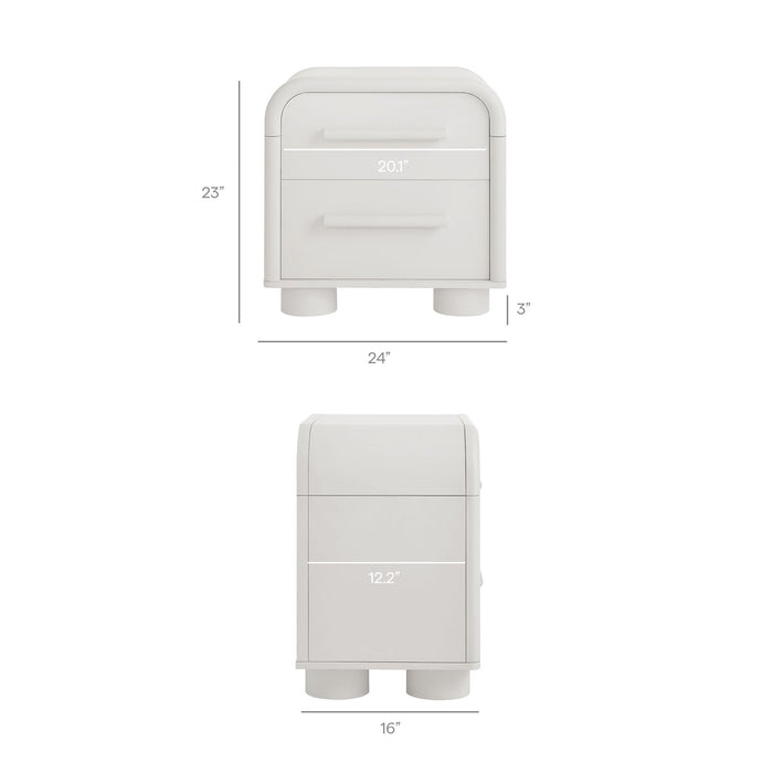 Modway Bellamy Curved 2-Drawer Nightstand in White Matte - dimensions and specifications 26