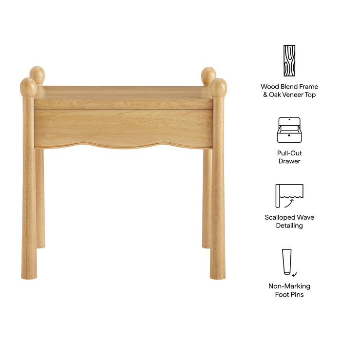 Modway Darcy Wood Nightstand or Side Table in Oak - dimensions and specifications