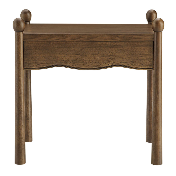 Modway Darcy Wood Nightstand or Side Table in Walnut - detail view