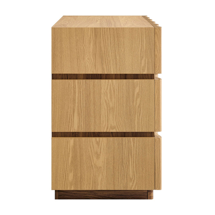 Modway Isola Wavy 3 Drawer Chest in Light Oak Walnut - View 2