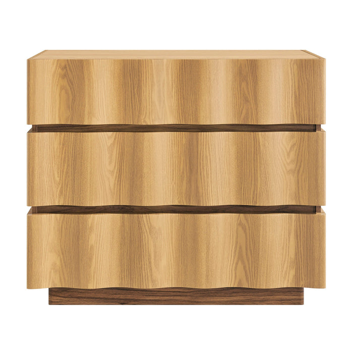 Modway Isola Wavy 3 Drawer Chest in Light Oak Walnut - View 3