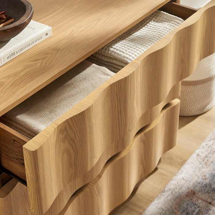 Modway Isola Wavy 3 Drawer Chest in Light Oak Walnut - View 6