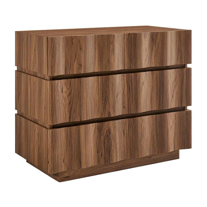 Modway Isola Wavy 3 Drawer Chest in Walnut