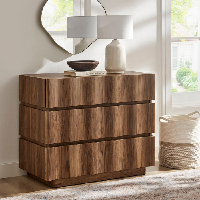 Modway Isola Wavy 3 Drawer Chest in Walnut - View 7