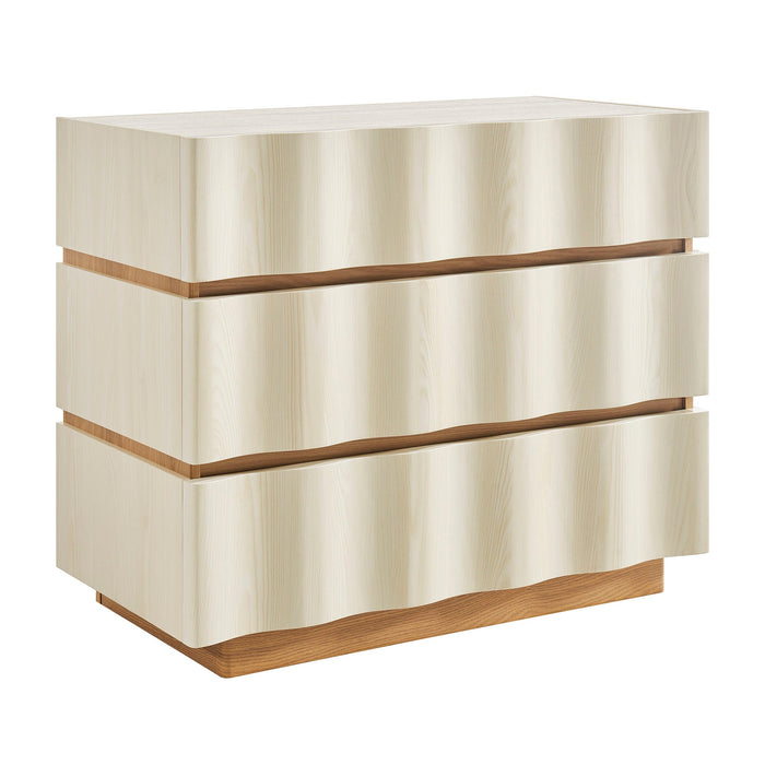 Modway Isola Wavy 3 Drawer Chest in White Light Oak