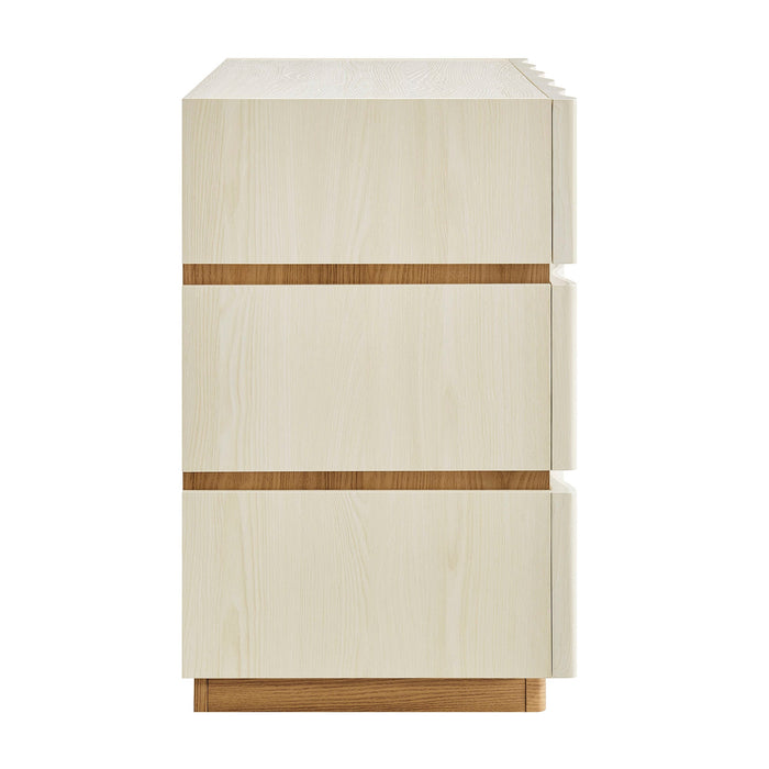 Modway Isola Wavy 3 Drawer Chest in White Light Oak - View 2
