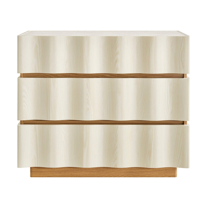 Modway Isola Wavy 3 Drawer Chest in White Light Oak - View 3