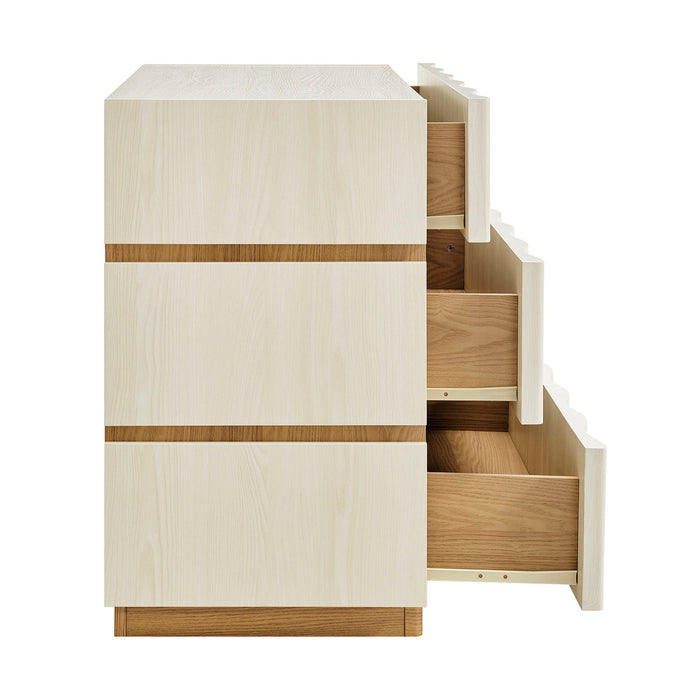Modway Isola Wavy 3 Drawer Chest in White Light Oak - View 4