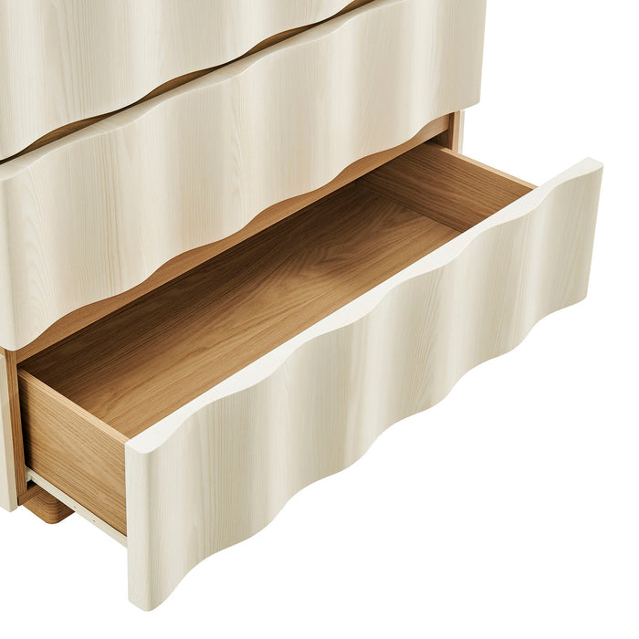 Modway Isola Wavy 3 Drawer Chest in White Light Oak - View 5